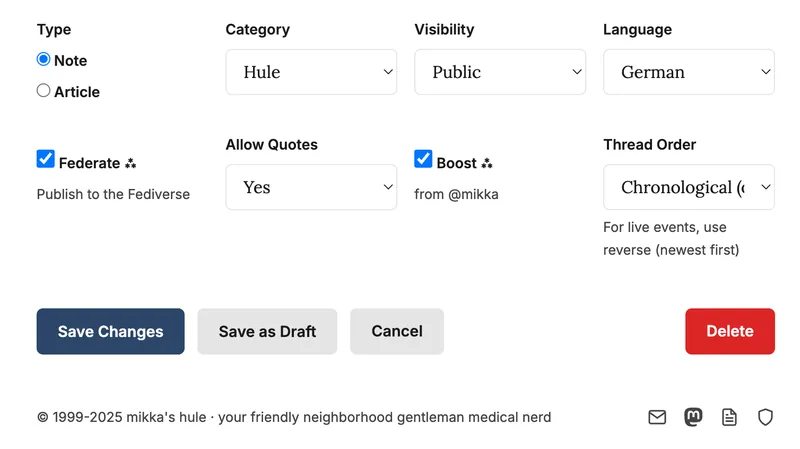 Einstellungen für Threads und Posts