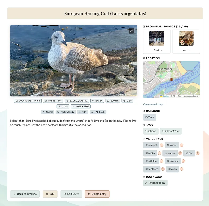 Old layout: smaller image, sidebar.